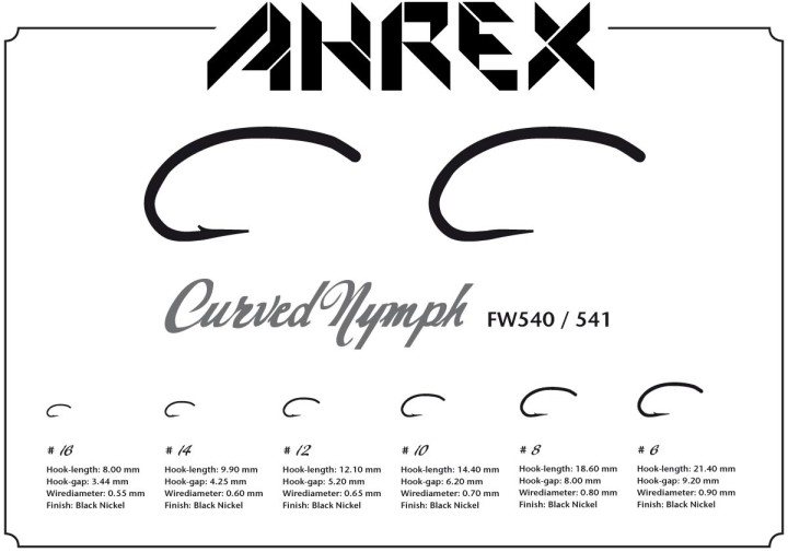 Hameçon mouche AHREX FW541 Curved Nymph Barbless | PLC-PECHE.FR