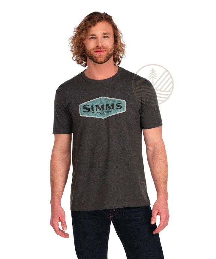 T-shirt SIMMS Logo Frame Charcoal Heather | PLC-PECHE.FR