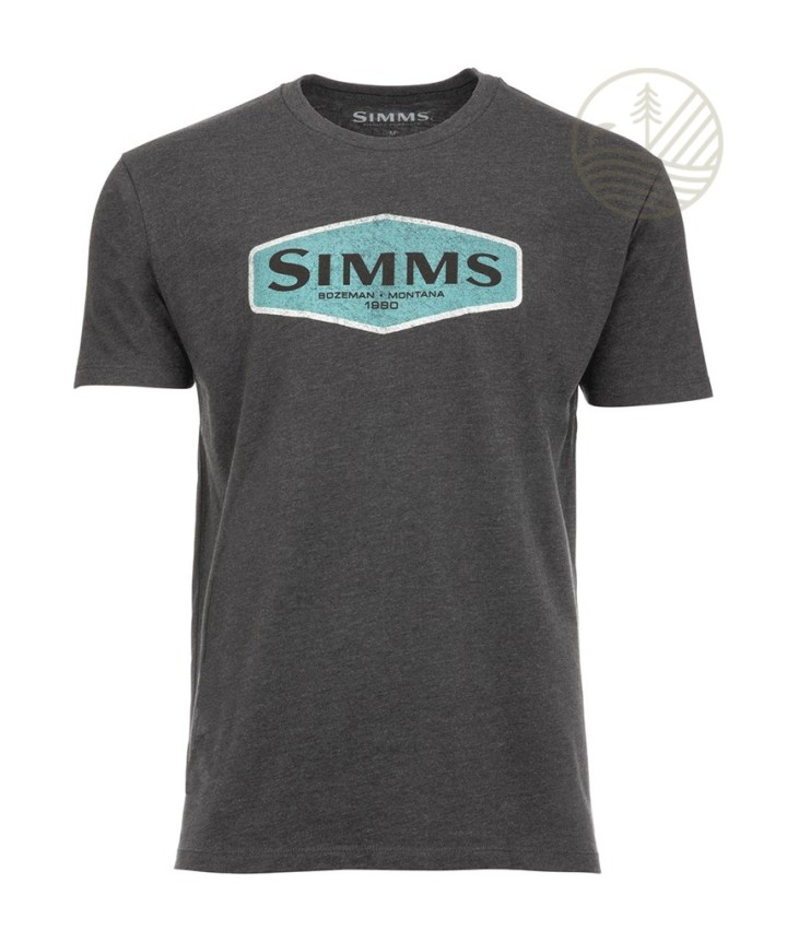T-shirt SIMMS Logo Frame Charcoal Heather | PLC-PECHE.FR