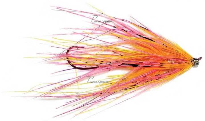 Mouche Steelhead Stu's Ostrich Mini-Intruder Pink/orange | PLC-PECHE.FR