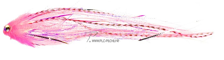 Mouche Brochet Pike Tube Niklaus Bauer Sheep Head Pink | PLC-PECHE.FR