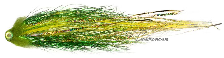 Mouche Brochet Pike Tube Niklaus Bauer Sheep Head Green Gold | PLC-PECHE.FR
