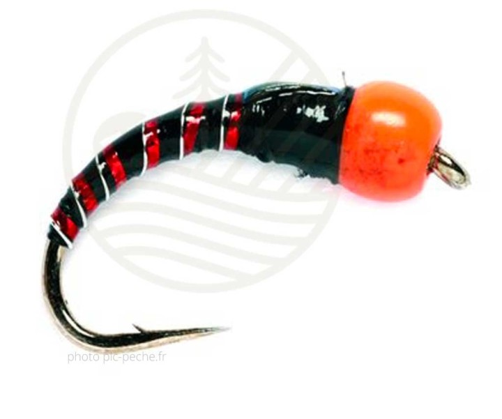 Mouche FULLING MILL Nymphe Nugget Buzzer Black/Red S12 | PLC-PECHE.FR
