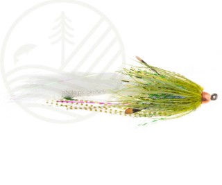 Mouche Steelhead Mini Intruder Dirty Hoh Olive/White | PLC FLY SHOP