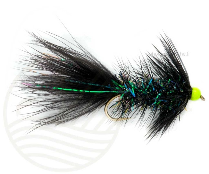 Mouche FULLING MILL Shimmer Bugger Black/Chartreuse H6 | PLC-PECHE.FR