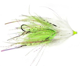 Mouche Saumon AQUAFLIES King Stu's Chinook Intruder White/Chartreuse | PLC-PECHE.FR