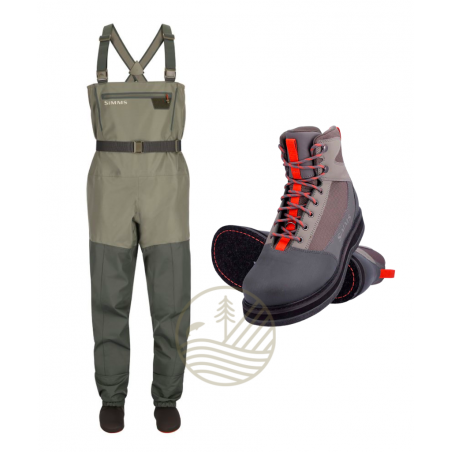 Pack SIMMS Waders Tributary Basalt ML + Chaussures 41 Tributary Basalt Feutre T41