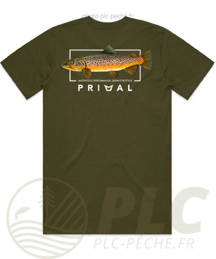 T-Shirt PRIMAL Artist Tee Brown trout Olive | PLC-PECHE.FR