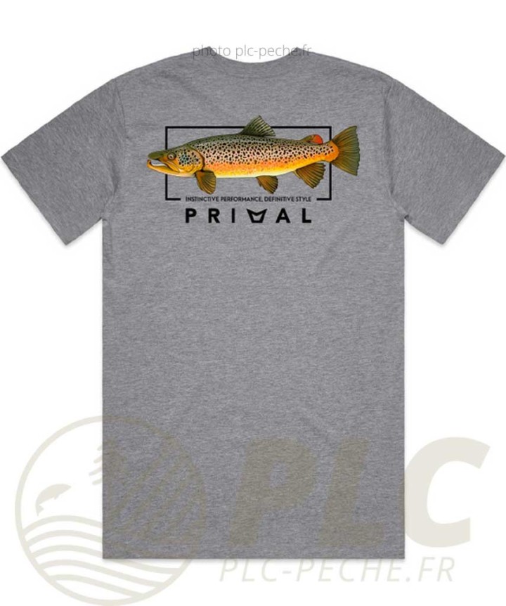 T-Shirt PRIMAL Artist Tee Brown trout Grey Marle| PLC-PECHE.FR