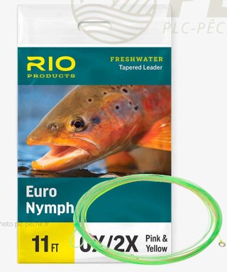 Bas de Ligne RIO Euro Nymph 11' 0X/2X Yellow Pink | PLC-PECHE.FR