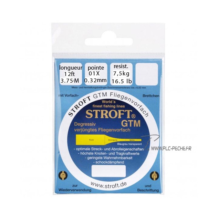 Bas de ligne STROFT gtm saumon/steelhead 12' (3,75m) | PLC-PECHE.FR