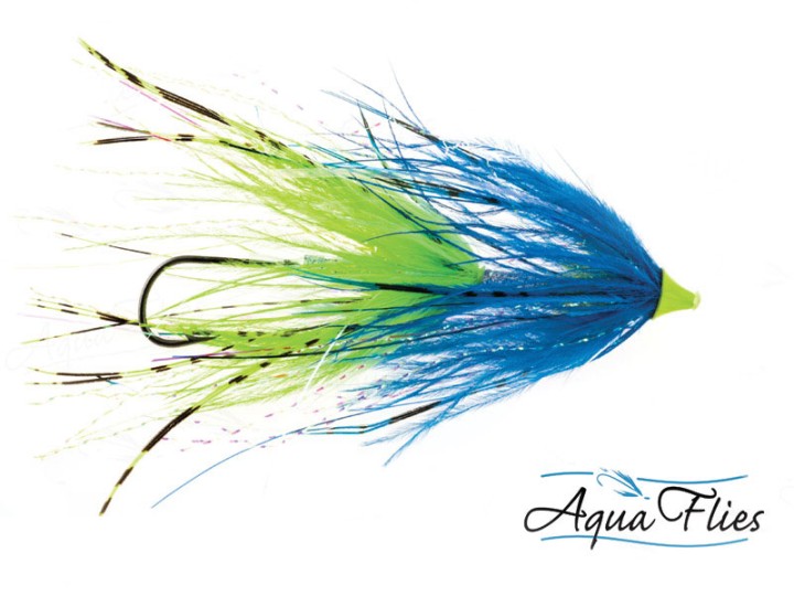 Mouche saumon king Stu's chinook intruder blue/chartreuse - PLC FLY SHOP