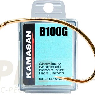 Hameçon Mouche KAMASAN B100G, courbé, doré, avec ardillon | PLC-PECHE.FR