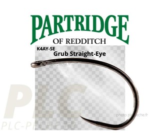 Hameçon mouche PARTRIDGE Grub Straight Eye - PLC-PÊCHE.FR