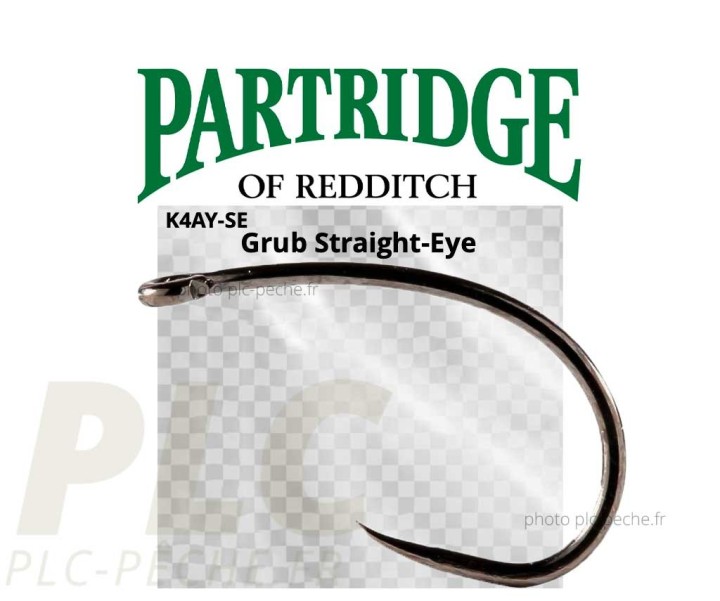 Hameçon mouche PARTRIDGE Grub Straight Eye - PLC-PÊCHE.FR
