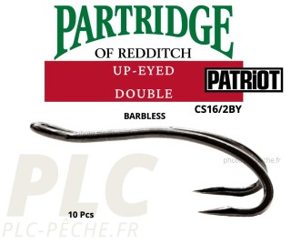 Hameçon mouche Partridge Patriot double up-eye cs16/2by black nickel barbless | PLC FLY SHOP