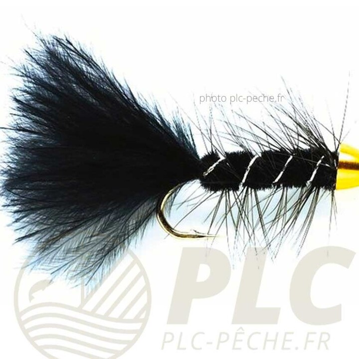 Mouche Streamer FULLING MILL Golden Bullet Bugger Black | PLC-PECHE.FR