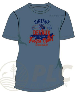 T-Shirt DEVAUX Vintage Gris Bleu | PLC-PECHE.FR