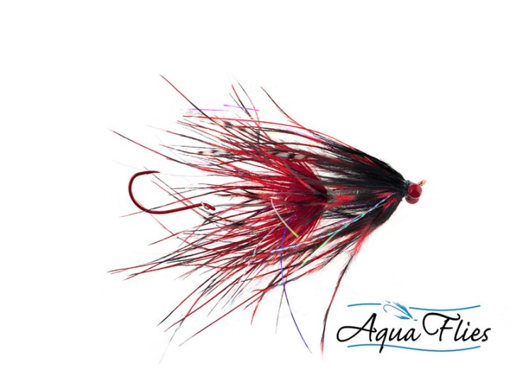 Mouche Steelhead/saumon Stu's intruder barred ostrich red/black - PLC FLY SHOP