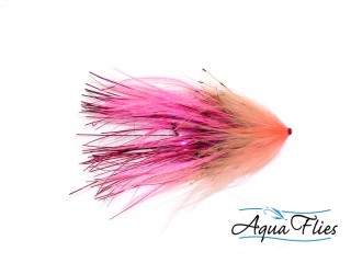 Mouche tube fly Steelhead/Saumon Hartwick's marabou flash tail fushia/shell pink - PLC FLY SHOP