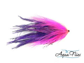 Mouche tube fly Steelhead/Saumon Hartwick's marabou flash pink/purple - PLC FLY SHOP