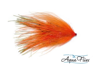Mouche tube fly Steelhead/Saumon Hartwick's marabou flash tail orange - PLC FLY SHOP
