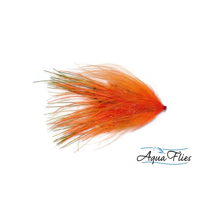 Mouche tube fly Steelhead/Saumon Hartwick's marabou flash tail orange - PLC FLY SHOP