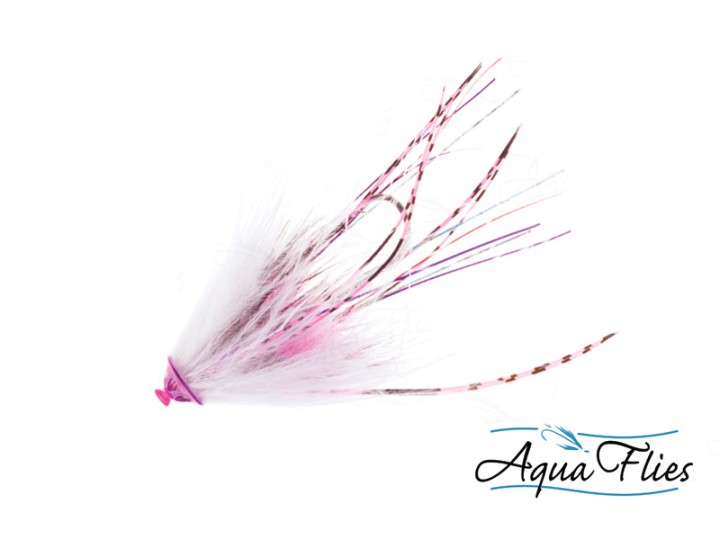 Mouche tube fly Saumon/Steelhead Stu's metal head tube white/pink - PLC FLY SHOP