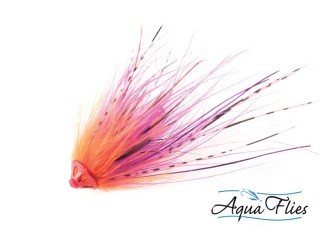Mouche tube fly Saumon/Steelhead Stu's metal head tube orange/fuschia - PLC FLY SHOP