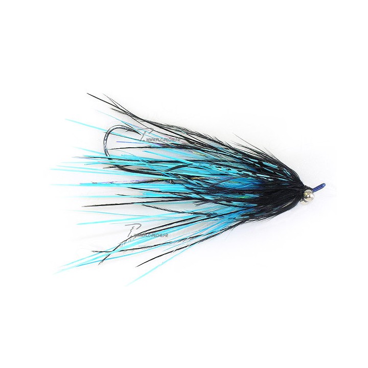 Mouche steelhead Stu's mini ostrich intruder blue/black - PLC FLY SHOP