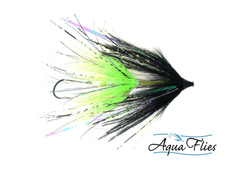 Mouche saumon king Stu's chinook intruder black/chartreuse | PLC FLY SHOP