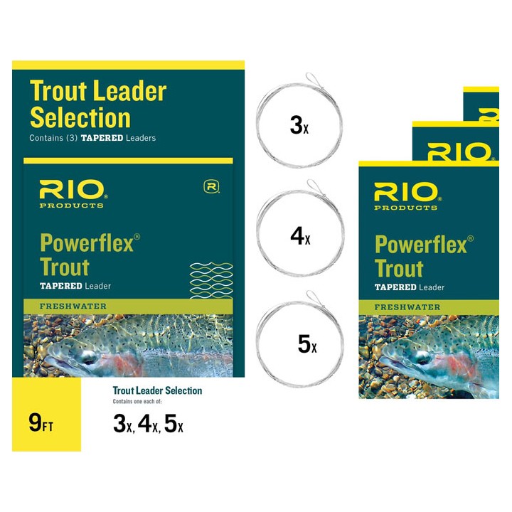 Bas de Ligne Rio Powerflex Assortis 9 ' (2,70 m) (pack de 3) - PLC FLY SHOP
