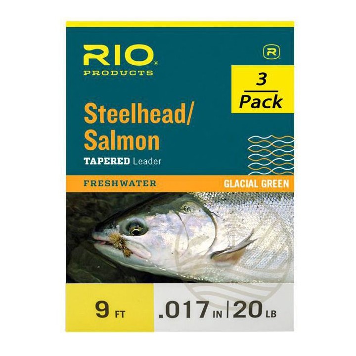 Bas de Ligne RIO Steelhead/Saumon Glacial Green (pack de 3) 9' (2,70m) - PLC FLY SHOP