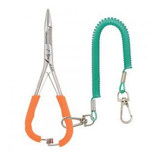 Pince Dr Slick à clamper avec ciseaux grips orange et cordon de sécurité