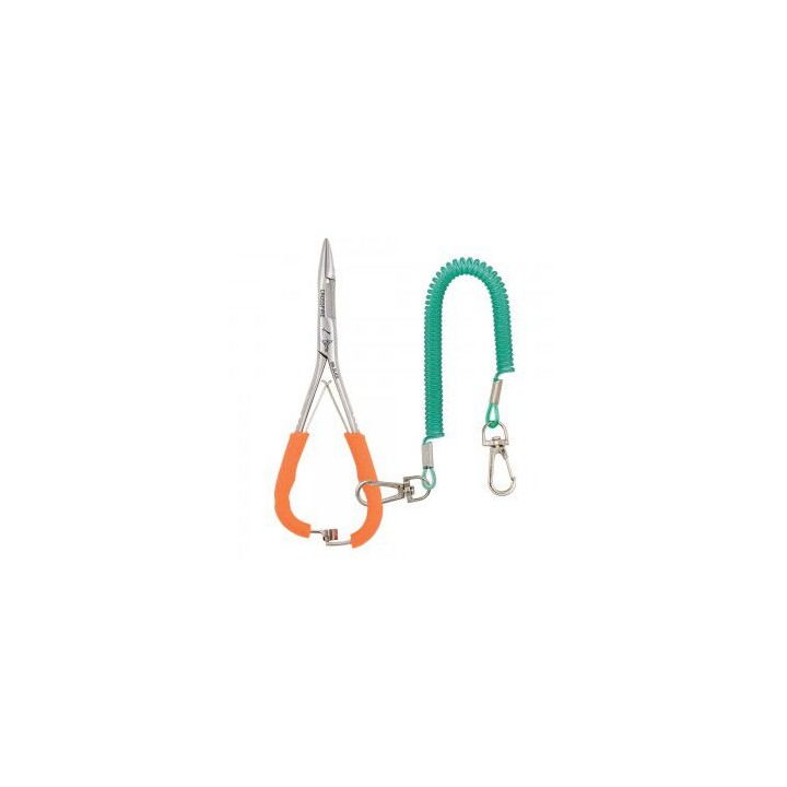 Pince Dr Slick à clamper avec ciseaux grips orange et cordon de sécurité